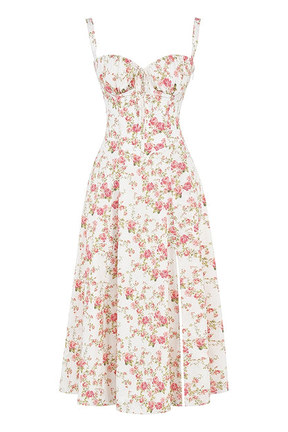 Carmen Rose Print Bustier Sundress