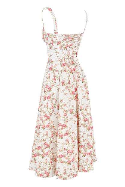 Carmen Rose Print Bustier Sundress