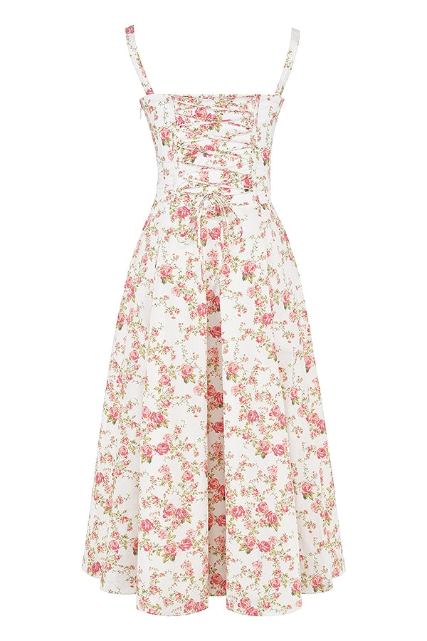 Carmen Rose Print Bustier Sundress