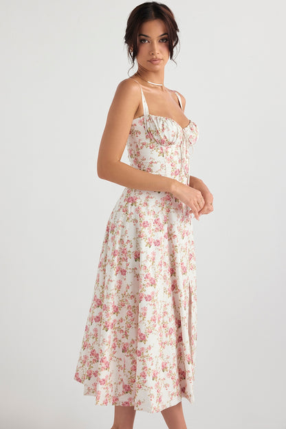 Carmen Rose Print Bustier Sundress