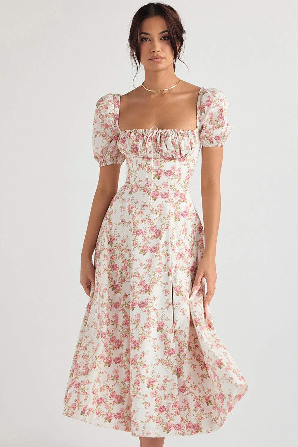 Carmen Rose Print Bustier Sundress